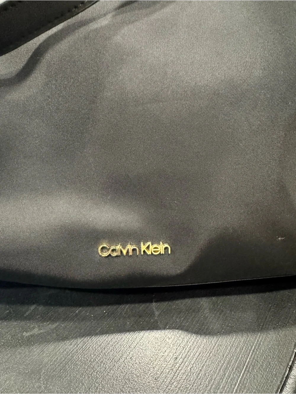 Calvin Klein Black Hobo Shoulder Bag with Gold Hardware